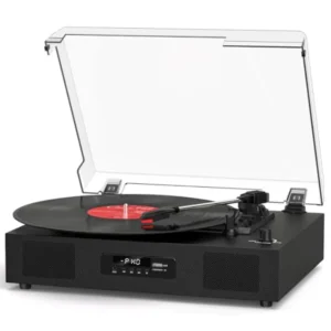 Vintage 3-Speed Vinyl Record Player with Bluetooth & USB Recording