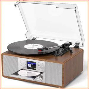 10-in-1 Retro Bluetooth Record Player with Stereo Speakers